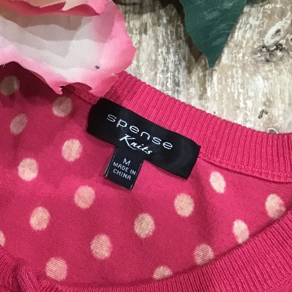 Spense Knits- Pink and Cream Polka Dot Sweater - Picture 11 of 12